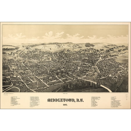 24"x36" Gallery Poster, map of Middletown, New york 1887