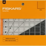 Fiskars 8.5in x 8.5in Square Sewing Ruler, Measuring Tool, Durable 3mm thick clear acrylic, Center 45-degree bias line