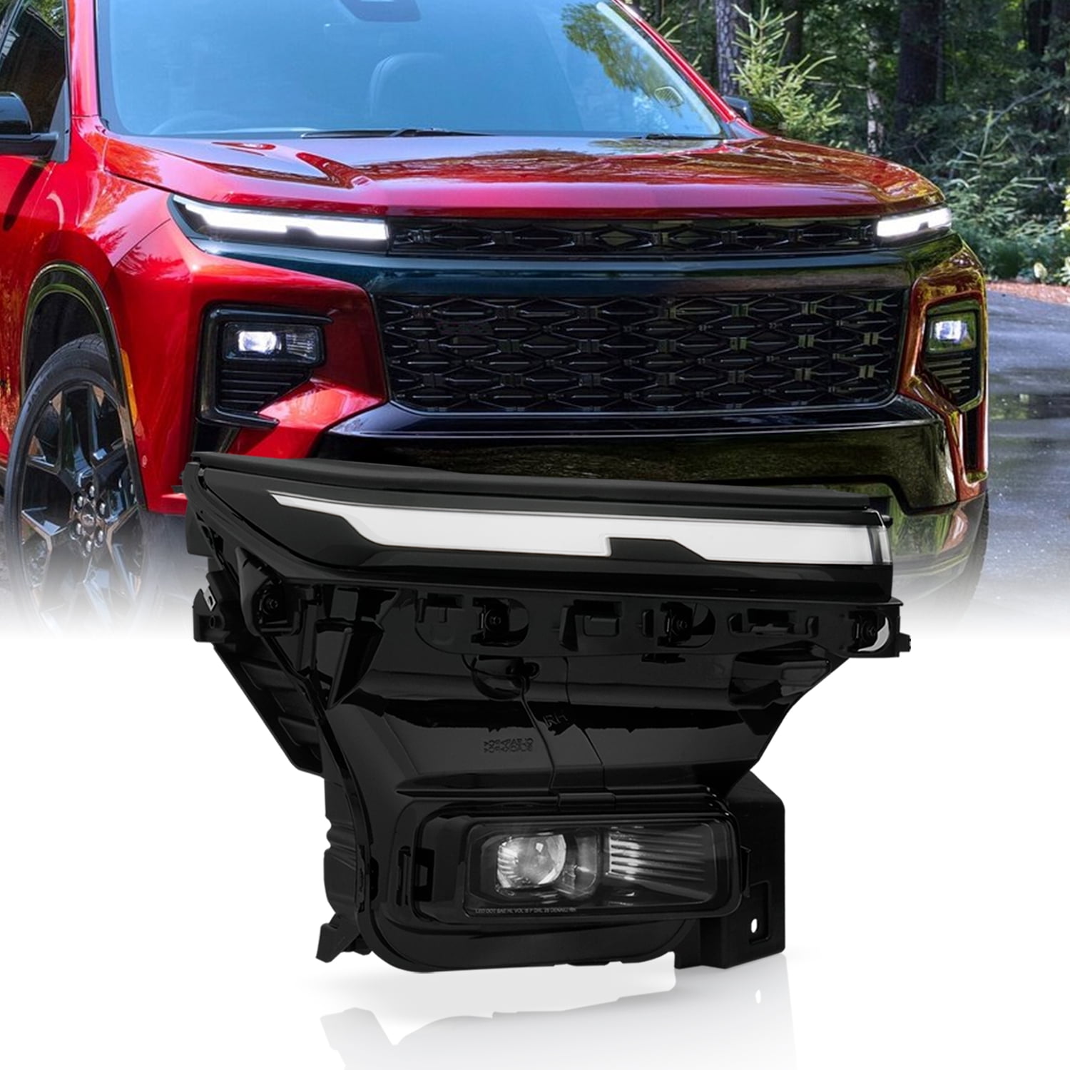 AKKON - Fits 2024-2026 Chevy Traverse LS / LT / Z71 [FULL LED] Projector Black Headlight Passenger w/DRL Tube Turn Signal