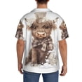 thumbnail image 3 of Lsque C print Men's Cuban Collar Short Sleeve Shirt Summer Beachwear Casual Button Down Fashionable Vacation Leisure Shirt-Small, 3 of 7