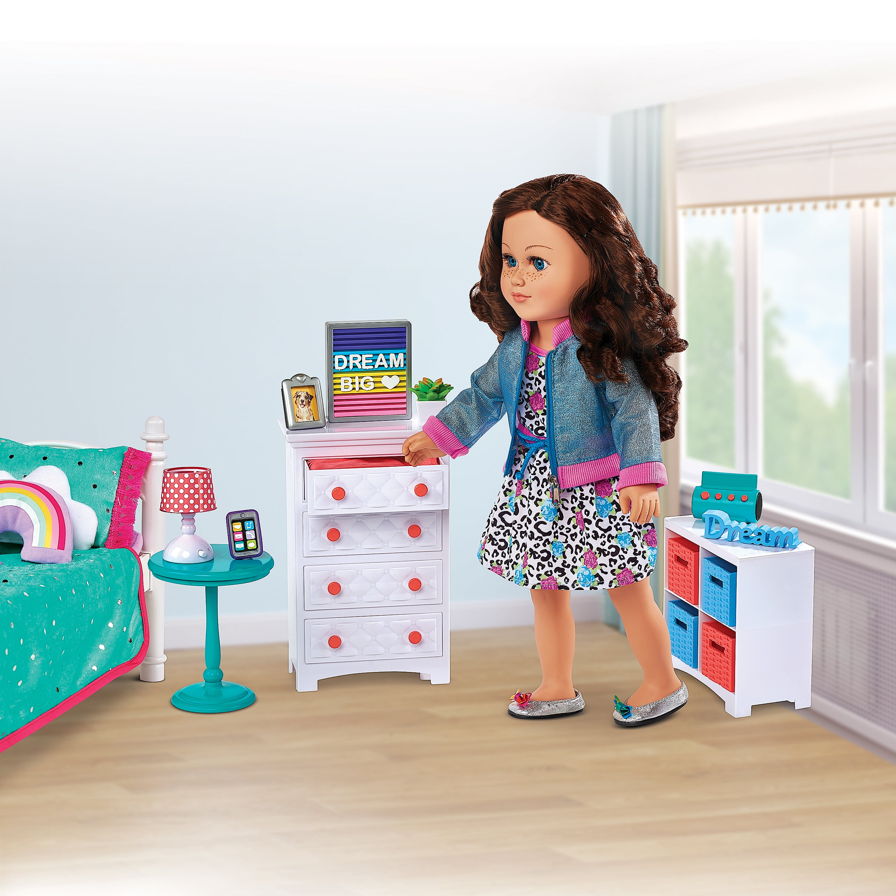 My Life as Bedroom Accessory Play Set Dresser Lamp Table 16 Pcs for 18" Dolls for sale online 