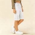 thumbnail image 4 of Kids Casual Solid Color Knee-Length Shorts, Elastic Waist Rolled Hem Bermuda Pants for Everyday Wear and Holiday Trips White 120, 4 of 5