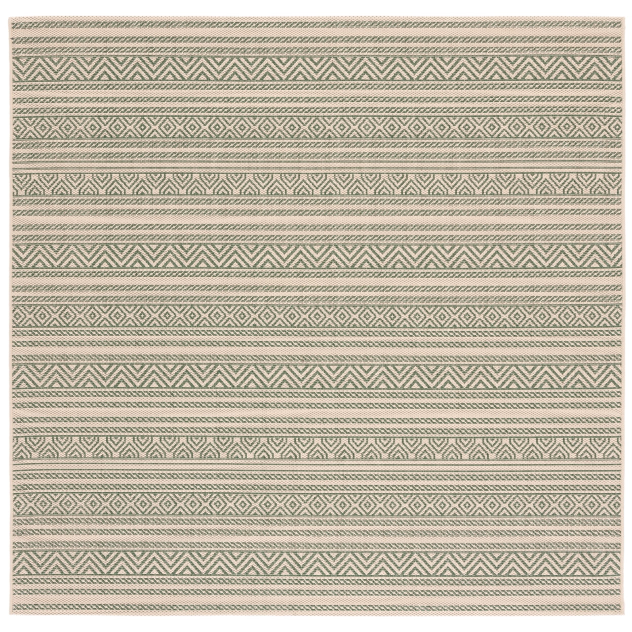 SAFAVIEH Courtyard Seanna Striped Indoor/Outdoor Area Rug, Beige/Dark Green, 9' x 12'