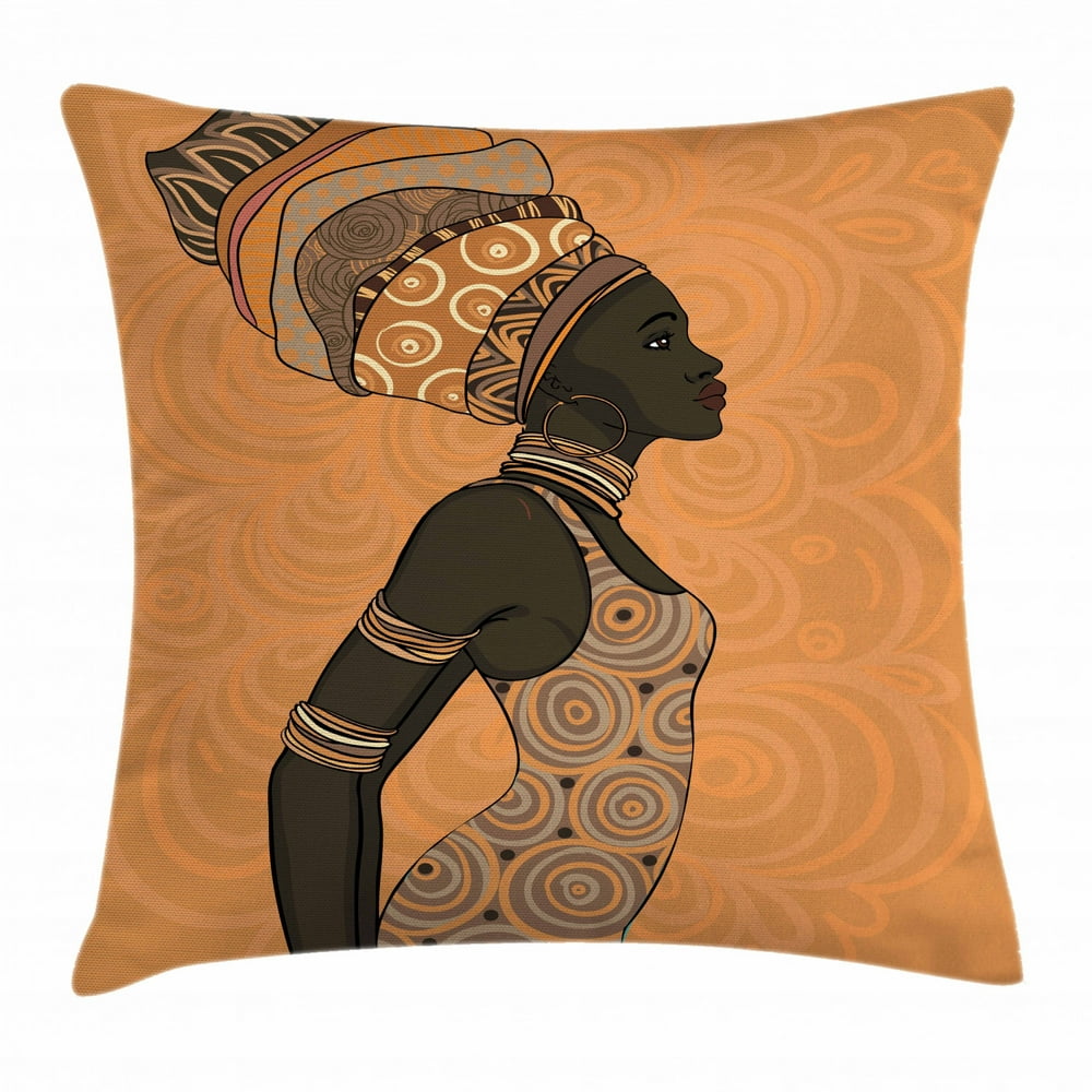 African Woman Throw Pillow Cushion Cover, Indigenous People of Africa