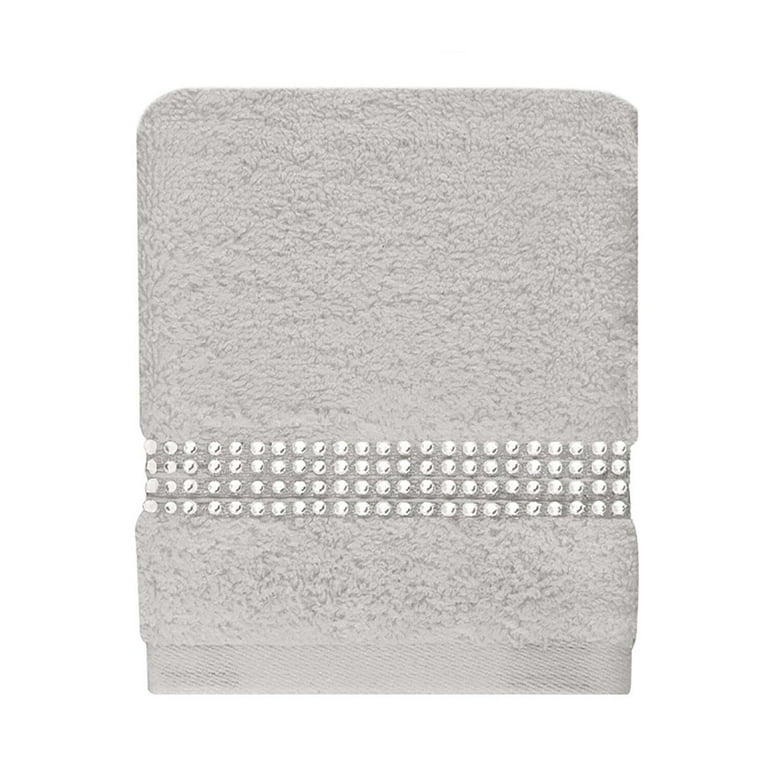 Sparkles Home Rhinestone Stripe Fingertip Towel Set of 2 White