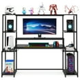 Tribesigns 70 inch Ergonomic Gaming Computer Desk with Hutch, Shelf, and Storage Monitor Stand