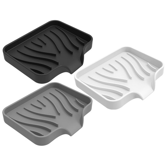 3pcs Compact Soap Dish Silicone Countertop Soap Tray Self-draining Soap Holder Bathroom Supply