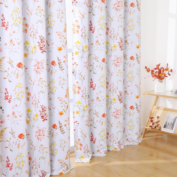 Alishomtll Fall Blackout Curtains 84 Inch Length 2 Panels Set Autumn Floral Printed Thermal Insulated Window Drapes for Living Room Bedroom