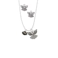 thumbnail image 2 of Delight Jewelry Silvertone Mini Enamel Football Silver tone Guardian Angel Charm Necklace and Stud Earrings, 2 of 4