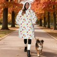 thumbnail image 2 of Wearable Lamb Fleece Blanket Hoodie,Pioneer Flower Floral Print Pattern Oversized Sherpa Blanket Hoodie with Super Pockets,Super Warm Fuzzy Pullover for Women & Men, 2 of 6