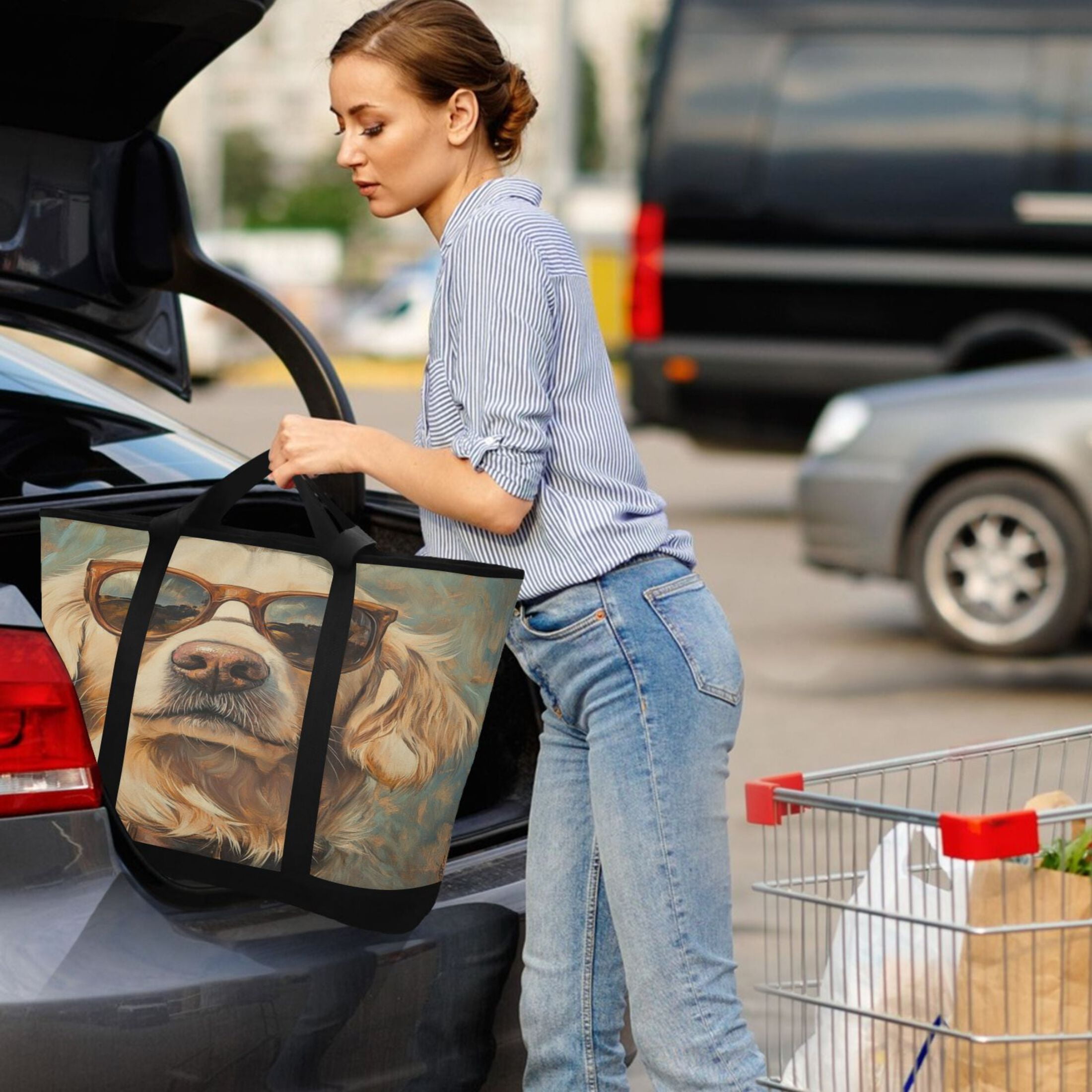 Large Hand-held Ice Pack Picnic Bag Insulation and Refrigeration Suitable for Shopping Picnics and Camping Cartoon Cool Dog