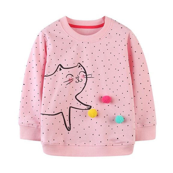 Confree Sweatshirts For Girls Graphic Print Long Sleeve Sweatshirt Spring Autumn Everyday Wear Soft Casual Toddler Girls Pullover Top Size 3-4 Years Pink