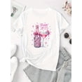 thumbnail image 2 of Camiseta negra festiva para mujer con lazo rosa y estampado de champán y fuegos artificiales. Cuello redondo y manga corta. Cómoda mezcla de algodón. Ideal para celebraciones de Año Nuevo. Camiseta de, 2 of 8