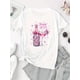 thumbnail image 2 of Camiseta Suelta para Mujer Primavera VeranoWomen's Festive Black T-Shirt with Pink Bow, Champagne & Fireworks Print - Casual Round Neck Short Sleeve, Comfortable Polyester Blend, Ideal for New Year, 2 of 6