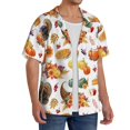thumbnail image 3 of Lafuoo Thanksgiving Turkeys 1 Pattern Men's Cuban Collar Short Sleeve Shirt, Button-Down Resort Beach Pocket Shirt-XX-Large, 3 of 7