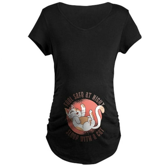 CafePress - Sleep With A Cat Maternity T Shirt - Maternity Dark T-Shirt