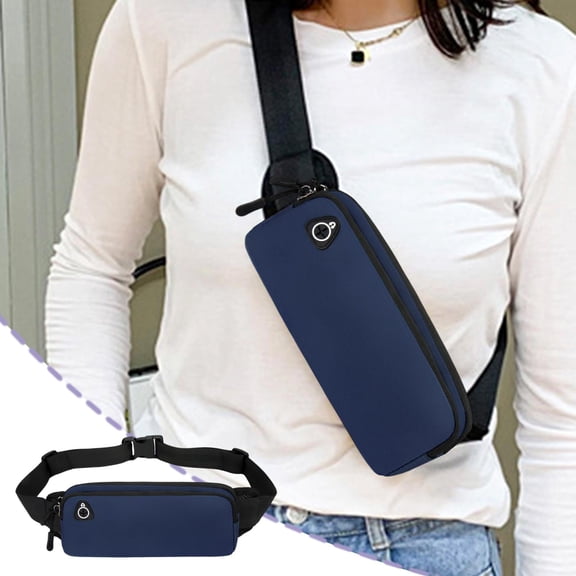 EBCUE Crossbody Fanny Pack for Men&Women,Large Waist Bag & Hip Bum Bag with Adjustable Strap for Outdoors Workout Traveling Casual Running Hiking Cycling Navy