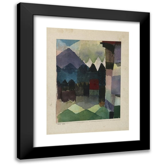Paul Klee 12x14 Black Modern Framed Museum Art Print Titled - Fohn in the Marc's Garden (1915)