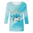 thumbnail image 4 of Craaazy Women's Loose Casual Round-Neck 3/4 Sleeve Hanukkah Print Tops Gifts, 4 of 5
