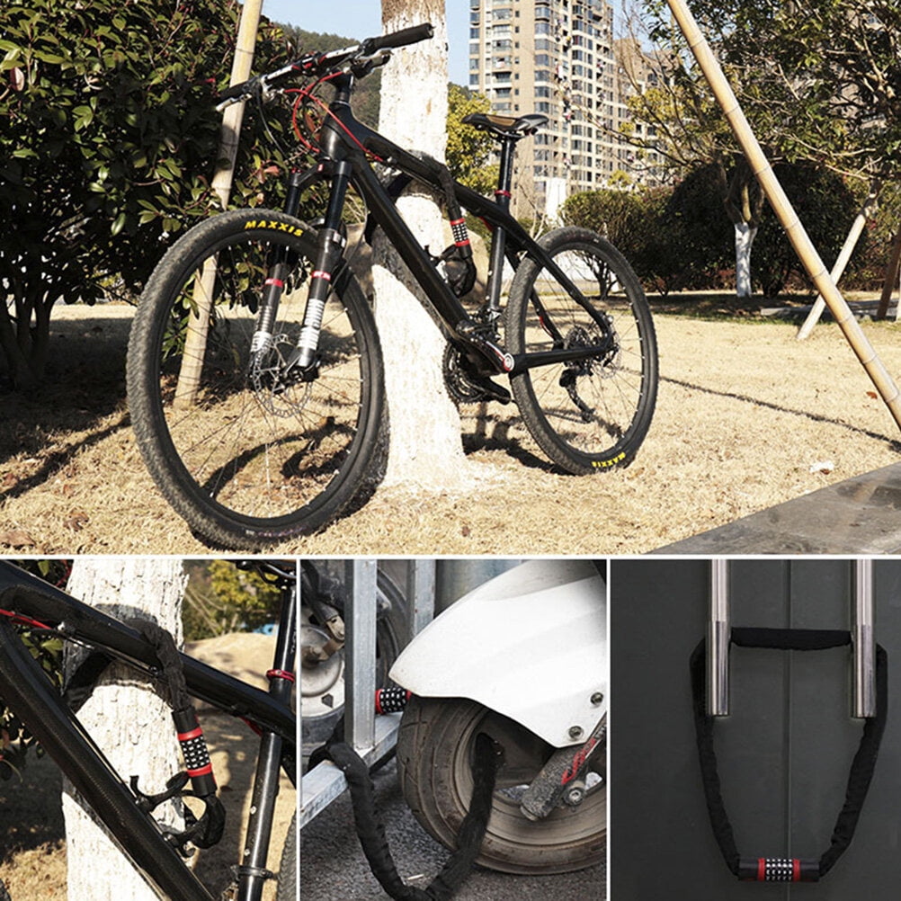 Via Heavy Duty Combination Lock Bike Cable Chain, Secure Lock in Grey for Outdoor and Urban Use