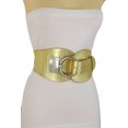 thumbnail image 2 of Women Silver Hook Buckle Gold Faux Leather Waist Hip Elastic Belt S M, 2 of 11