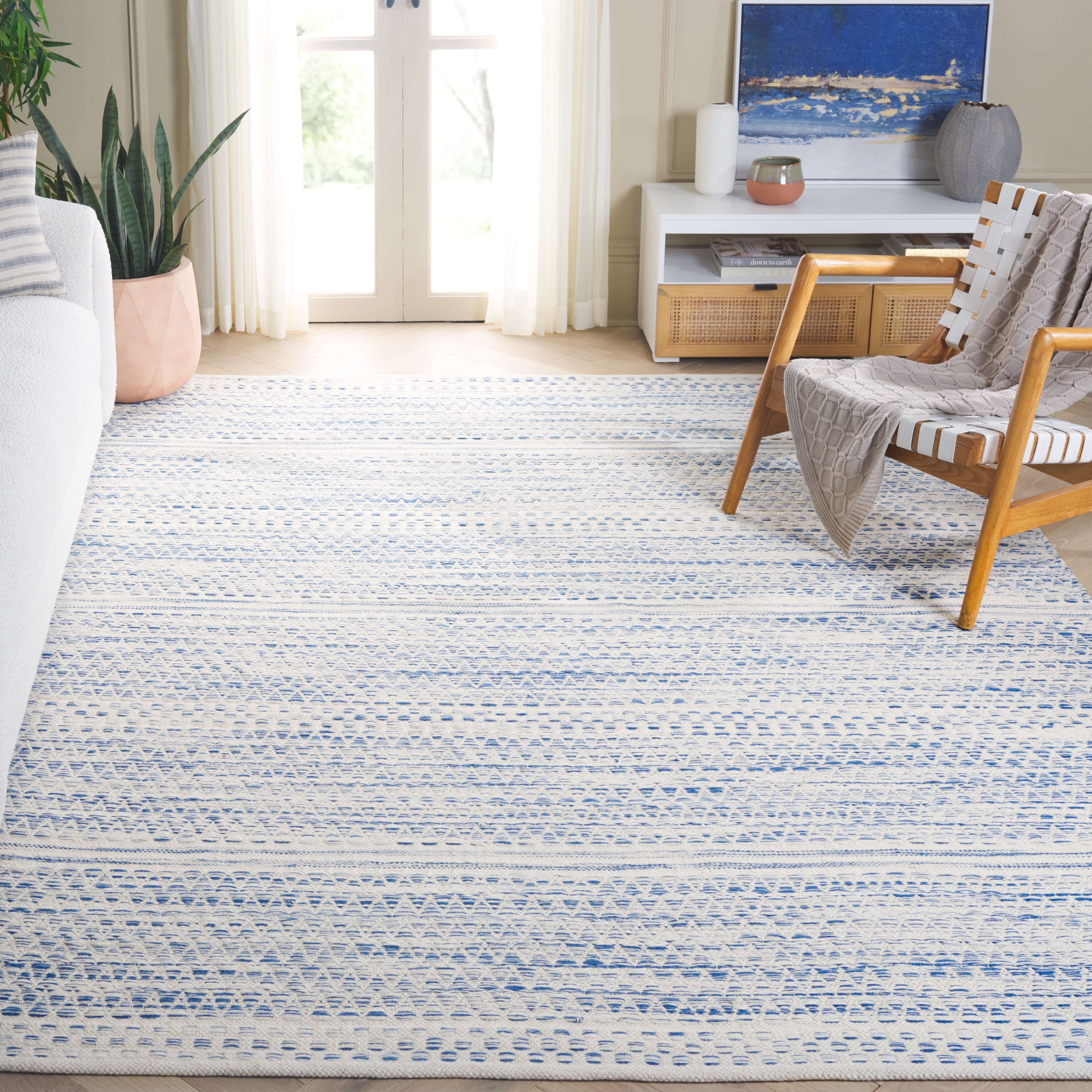 SAFAVIEH Kilim Blazhe Tribal Area Rug, Ivory/Blue, 8' x 10'