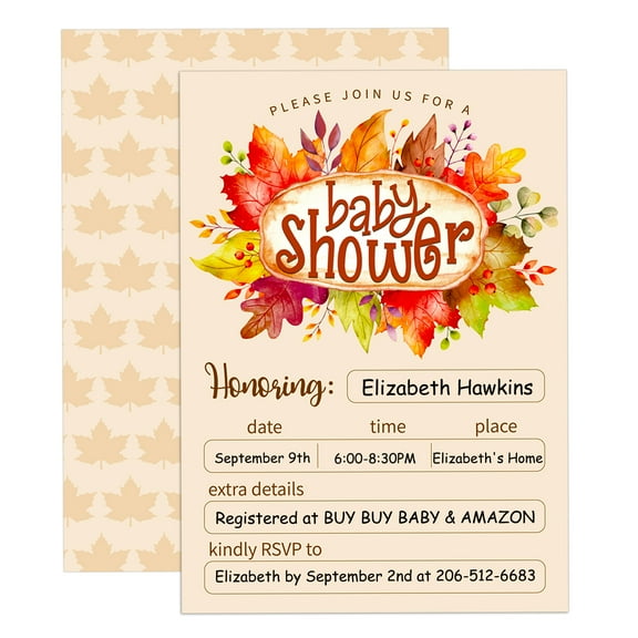 WaaHome Fall Baby Shower Invitations 36PCS Baby Shower Party Invitation Cards Autumn Gender Reveal Party Baby Shower Invitations for Boys Girls Baby Shower Party Decor Thanksgiving Party Decorations,5