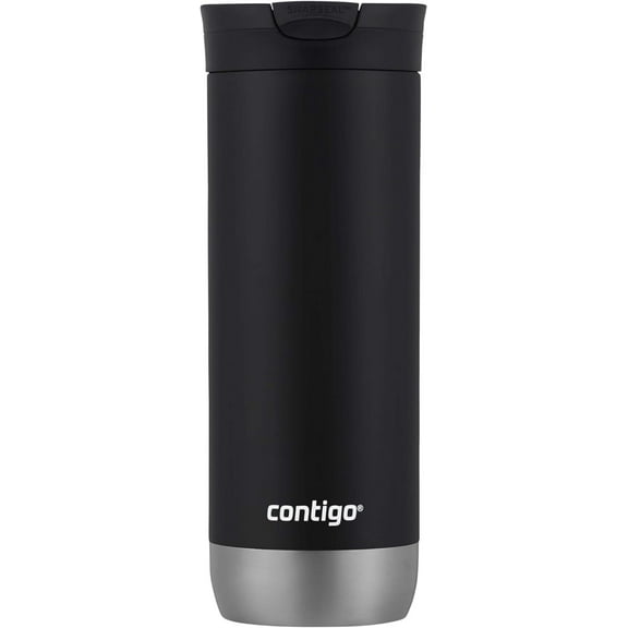 Huron Vacuum-Insulated Stainless Steel Travel Mug, 16Oz Licorice - Leak-Proof Lid for Hot/Cold Beverages, Fits Most Cup Holdersand Brewers