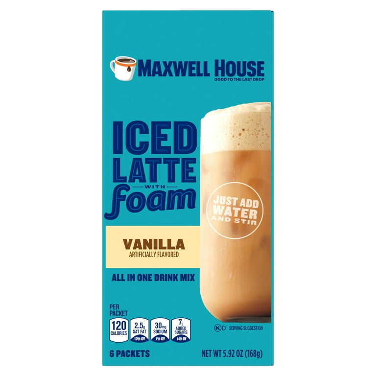 latte様1 Maxwell House Iced Hazelnut Latte with Foam All in One Drink Mix