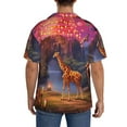 thumbnail image 3 of Kdxio Men's Hawaiian Shirt for Men Short Sleeve Shirt Lantern Giraffes Magical Forest Summer Casual Holiday Beach Button Down T-Shirts, 3 of 5