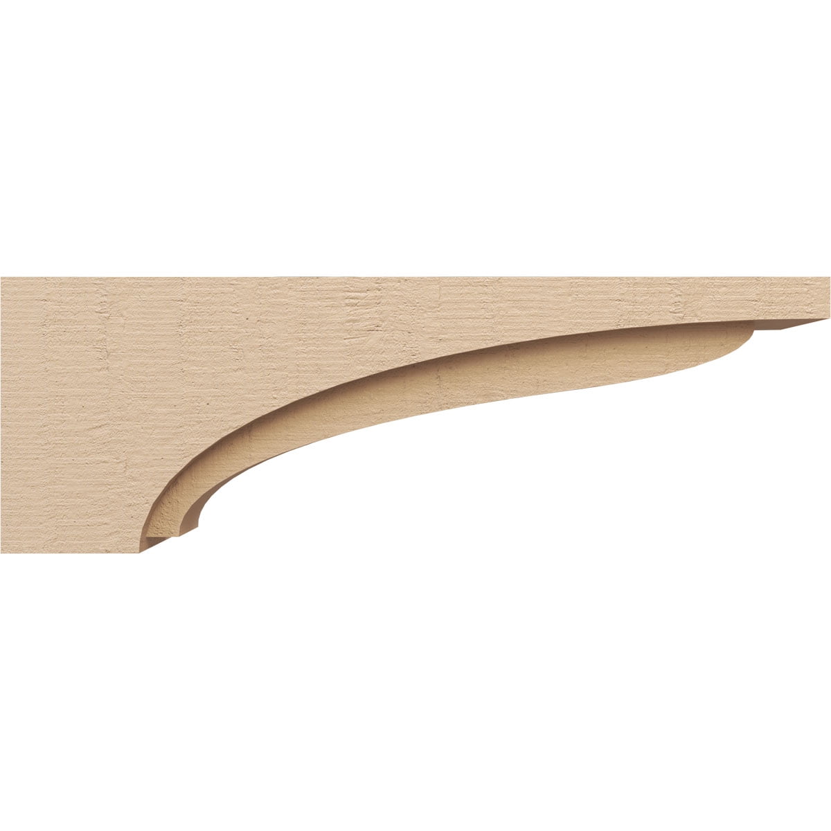 6"W x 36"D x 12"H Thin Helena Rough Cedar Woodgrain TimberThane Corbel, Primed Tan