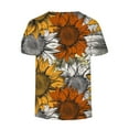 thumbnail image 6 of USSUMA Short Sleeve Womens Blouses and Tops Dressy Daisy Print Plus Womens Tops Casual Bohemian Retro Basic Flowy T-Shirts Shirt for Women Trendy V Neck Tunic Plus Size, 6 of 6