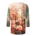 thumbnail image 4 of BangWanChi 3/4 Length Sleeve Womens Tops Women's Valentine's Day Fashion Printed T-shirt 3/4 Sleeves Blouse Round Neck Casual Tops, 4 of 5