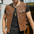 thumbnail image 7 of SDNall Mens Solid Color Motorcycle Stand Up Collar Leather Punk Mens Camisole, 7 of 7
