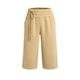 thumbnail image 4 of Capri Pants for Women Solid Color Loose Wide Leg Jogger Pants Elastic Double Drawstring Waist Button Cuff Thick Warm Fleece Stretch Breathable Casual Street Daily Walking Shopping Outdoor, 4 of 7