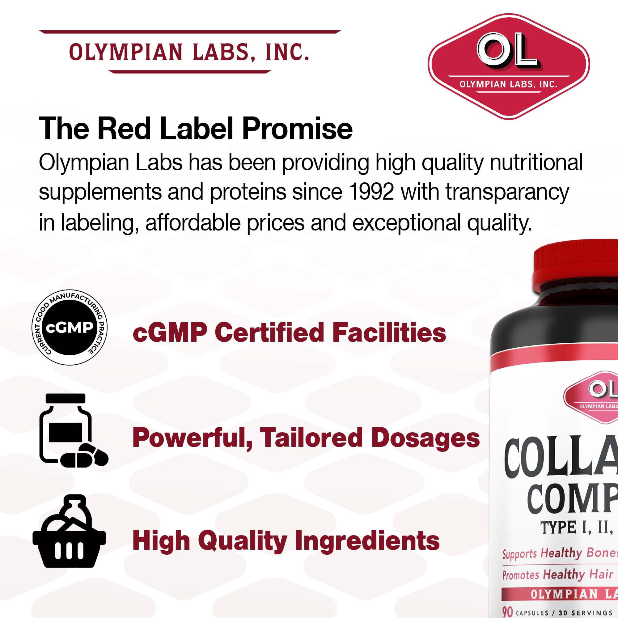 Olympian Labs Collagen Complex Type I, Ii, Iii, V, X 90 Caps