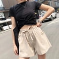 thumbnail image 4 of Summer Women Cotton Linen Shorts High Waist Shorts Short Pants Women Fashion Casual Sports Shorts Female S-3XL, 4 of 6