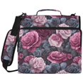 thumbnail image 2 of Zipper Binder with Shoulder Strap 2 inch 3 Ring Waterproof File Folder Organizer Bag 500 Sheet Roses in Pink and Gray Tones, 2 of 8