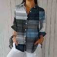thumbnail image 2 of Women Long Sleeve Tunic Tops Cotton and Linen Floral Boho Loose Linen Pullover Blouse Navy L, 2 of 5