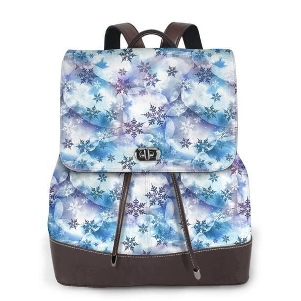 Fotbe Icy Blue Snowflakes Mochila Bolso con Estampado para Mujer, Mochila Antirrobo de Nylon Impermeable, Bolsa Ligera de Hombro