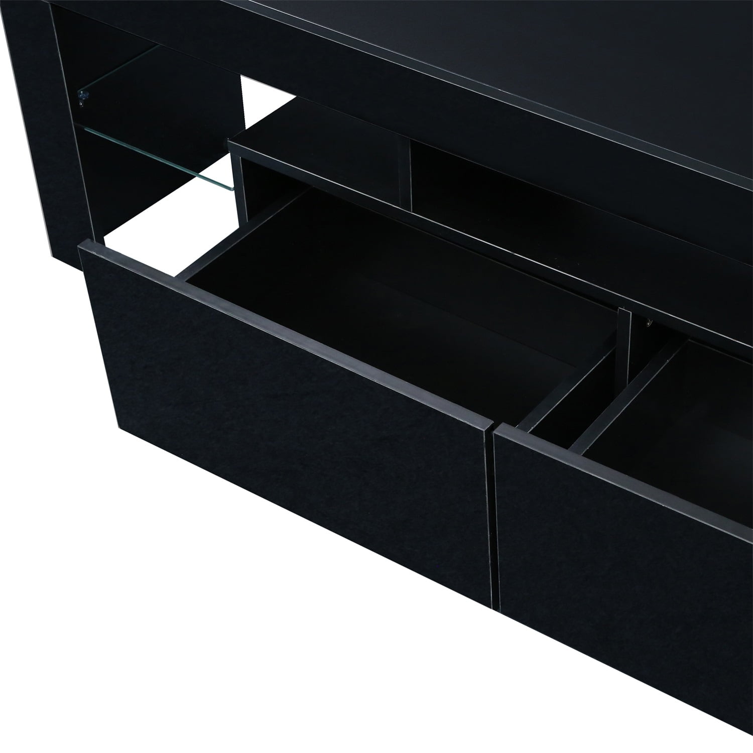 Kadyn TV Console, Modern TV Stand with 20 Colors LED and Remote Control Lights, MDF Entertainment Center TV Console for TVs up to 70", Black