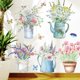 thumbnail image 3 of Vinilo decorativo para pared, diseño de flores en maceta, mariposas, línea inspiradora, 3 of 5