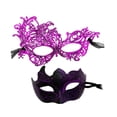 thumbnail image 3 of Máscara de mascarada para parejas, máscara de fiesta, estilo vintage, antifaz, accesorios de disfraz Morado oscuro, 3 of 9