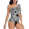 thumbnail image 3 of Rateoe Spiders Pattern Women One Piece Swimsuits Tummy Control One Shoulder Bathing Suits Ruffle Swimwear-Medium, 3 of 6