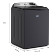 Maytag MTW6205RF 5.2 Cu. Ft. Top Load Agitator Washer with Extra Power and Smart Appliance, Midnight Steel