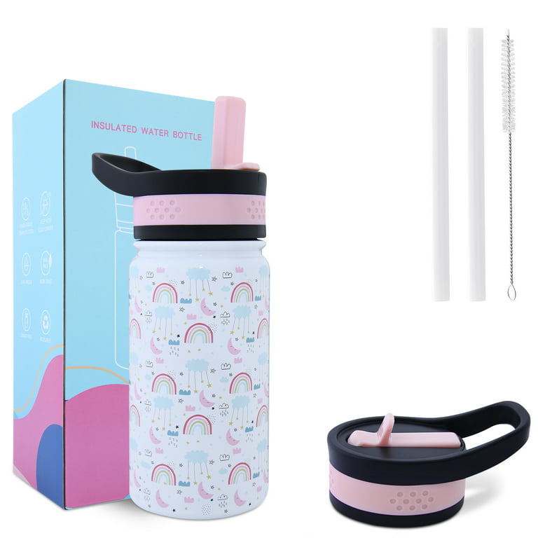 Kids Thermal Water Bottle Stainless Steel Straw Thermos Cup