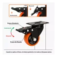 thumbnail image 3 of Rueda Mueble Repuesto Giratoria Freno Llanta Pvc Kit 4pcs, 3 of 8