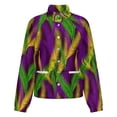 thumbnail image 5 of Jackets for Women Winter Coat Jackets Flannel Stand Collar Jacket(Violet And Green Festive Mardi Gras Carnival Palm Leaves,Size:S-4XL), 5 of 7