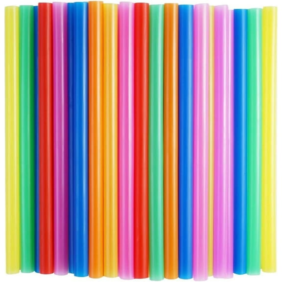 100 Pack Smoothie Straws, 8.27 inches Straws Disposable, Jumbo Wide-mouthed Large Straws Milkshake Plastic Straws in Assorted Bright Colors, Drinking Straws for Home Use Milk Juice Drink