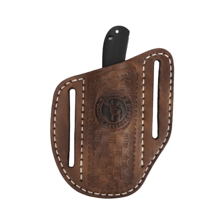 Tourbon Leather EDC Pocket Slip Knife Pouch Multitool Holder Sheath for Belt Brown